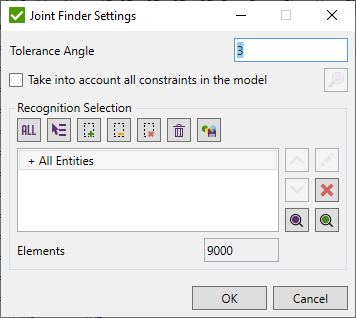 Joint Finder settings | SDC Verifier