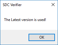 Version Check Window | SDC Verifier