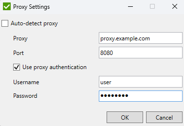 Proxy settings Window | SDC Verifier