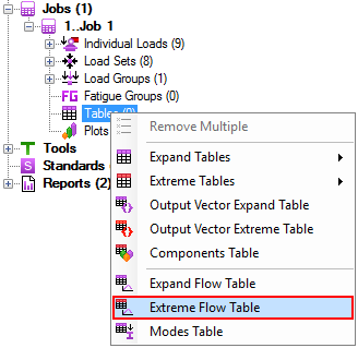 Extreme Flow Table from Tables context menu