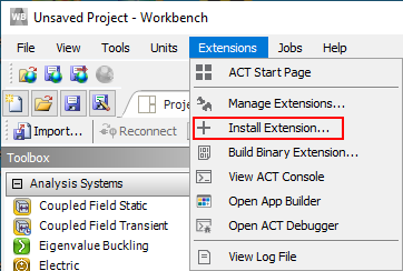 Install ansys wbex extension