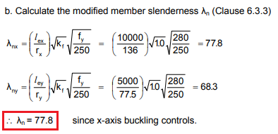 AS 4100. Example 5: Design a Universal Column Compression Member