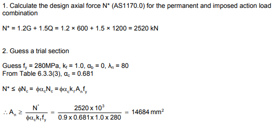 AS 4100. Example 5: Design a Universal Column Compression Member
