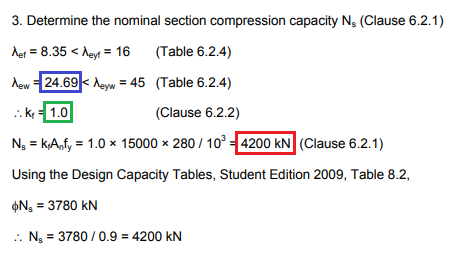 AS 4100. Example 7: Determine the Design Moment Capacity for the Major Axis for a Section also subject to Axial Compression