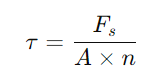 Shear strength can be calculated using the following equation: