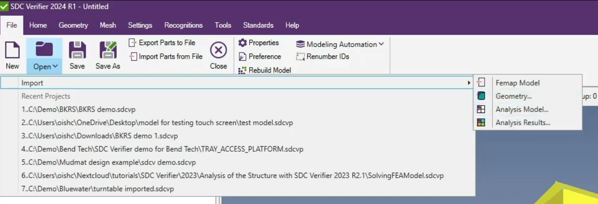 Import Geometry Tool in SDC Verifier.