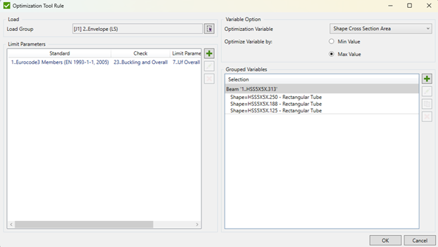 Image: First beam more detailed parameters for Optimization in SDC Verifier
