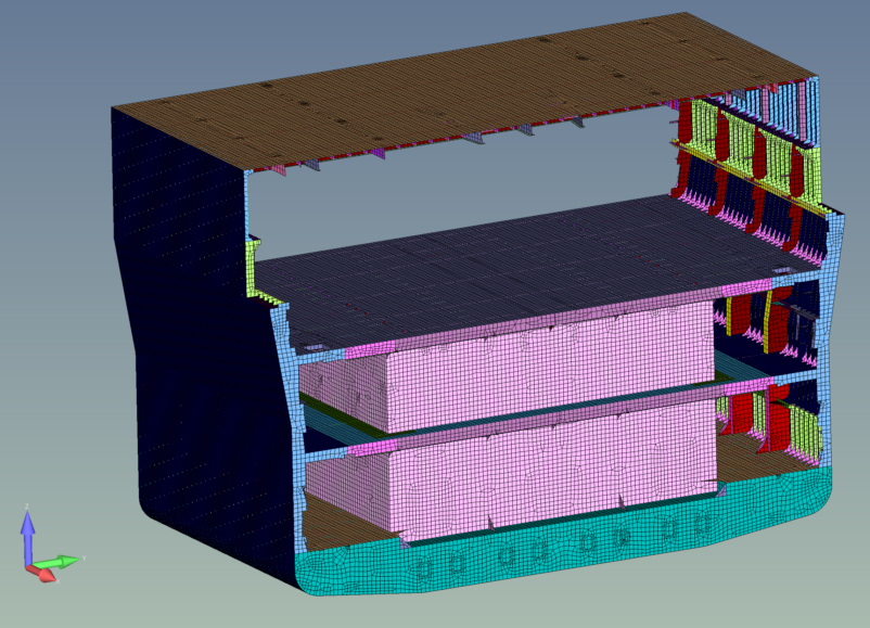 SDC Verifier Thickness distribution plot of an offshore vessel hull section